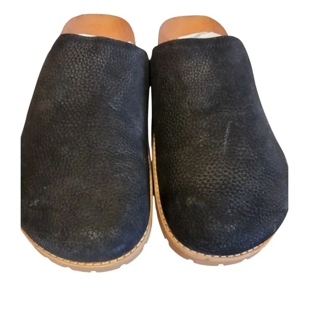 Madewell Layne Clog Mule True Black Nubuck Leather Slip On | 8 EUC Preppy Boho - Picture 7 of 16